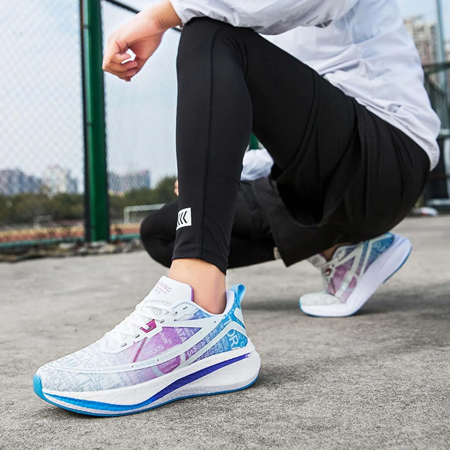 with Cool Color Coded Letters Luminous Lace up Basketball Shoes，Men Women Comfortable Backpack Hiking Shoes for