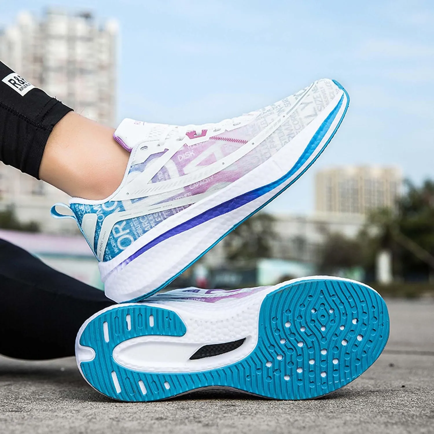 with Cool Color Coded Letters Luminous Lace up Basketball Shoes，Men Women Comfortable Backpack Hiking Shoes for