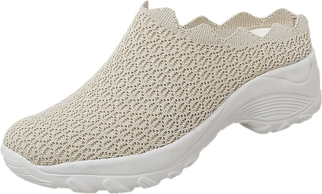 Women Breathable Slip On Sneakers Casual Walking Shoes Lightweight Canvas Comfortable Flats Non Slip Loafers