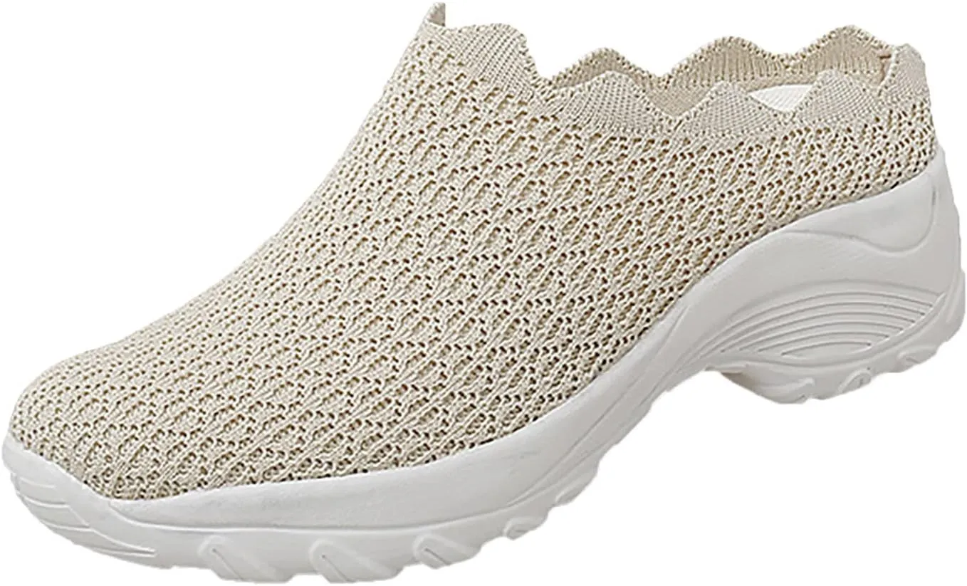 Women Breathable Slip On Sneakers Casual Walking Shoes Lightweight Canvas Comfortable Flats Non Slip Loafers