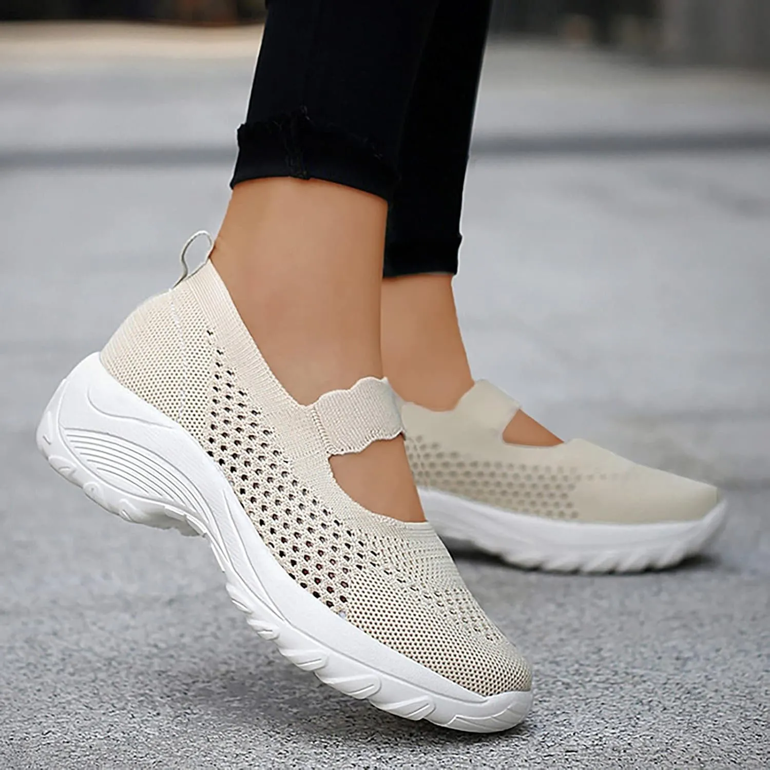 Women Casual Slip On Shoes Comfortable Walking Sneakers Lightweight Canvas Flats Non Slip Breathable Loafers