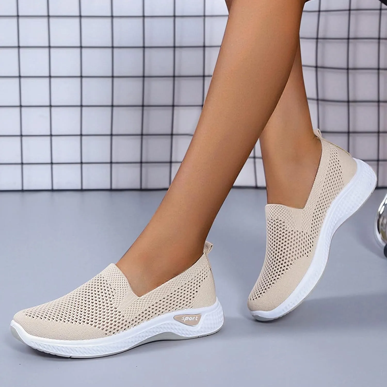 Women Casual Slip On Sneakers Breathable Walking Shoes Lightweight Canvas Comfortable Flats Non Slip Loafers
