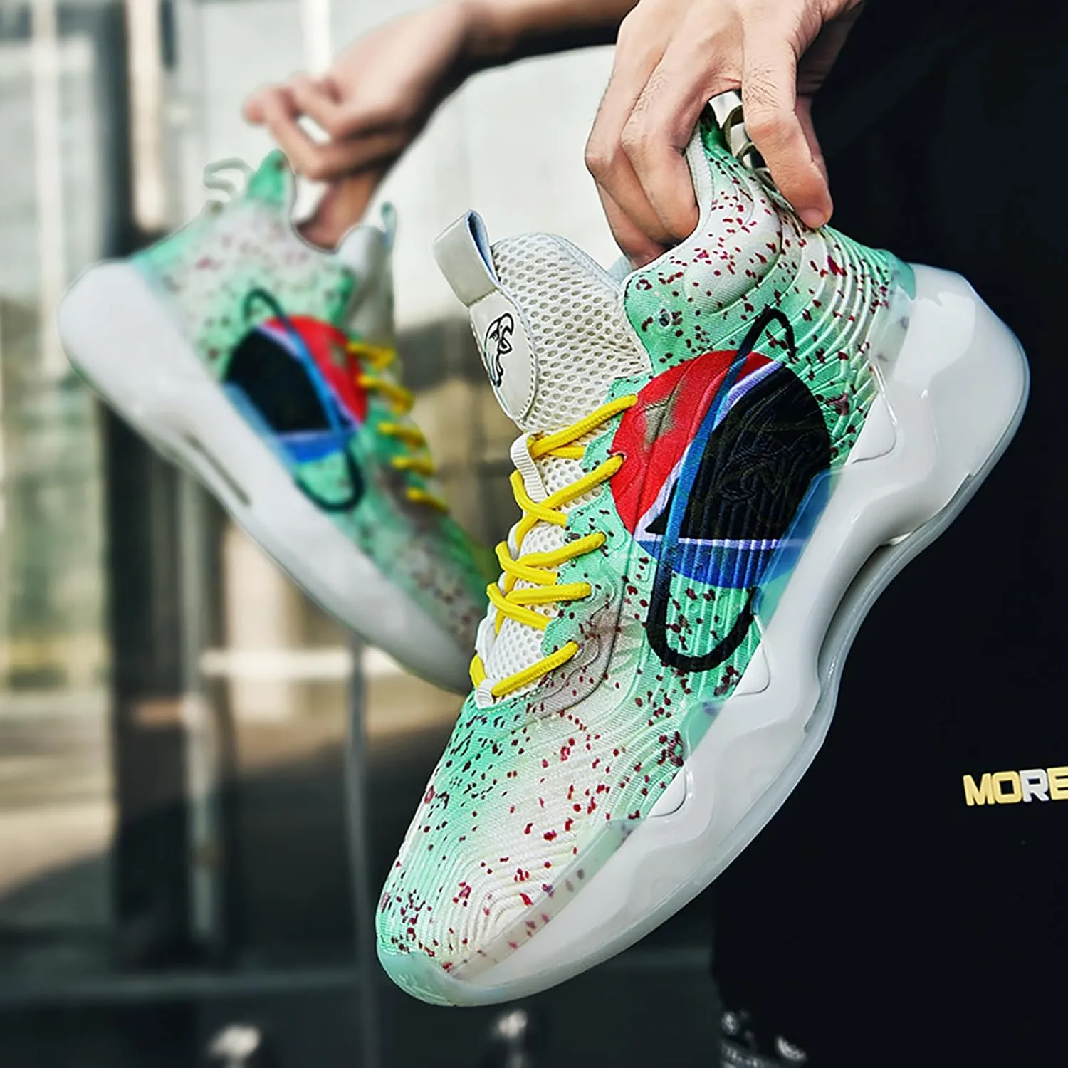 Women Men Basketball Shoes Youth Fashion High Top Running Shoes Volleyball Sneakers Colorful Painting Sport Shoes Comfortable Non-Slip Footwear