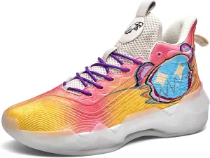 Women Men Basketball Shoes Youth Fashion High Top Running Shoes Volleyball Sneakers Colorful Painting Sport Shoes Comfortable Non-Slip Footwear