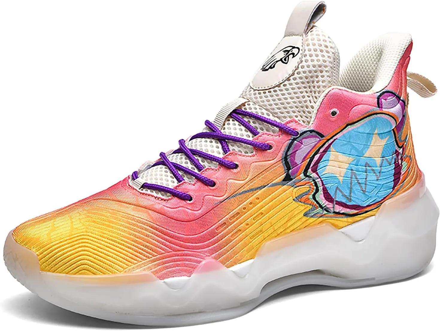 Women Men Basketball Shoes Youth Fashion High Top Running Shoes Volleyball Sneakers Colorful Painting Sport Shoes Comfortable Non-Slip Footwear