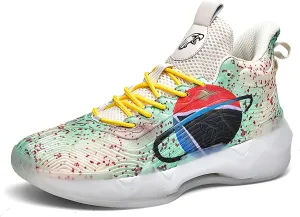 Women Men Basketball Shoes Youth Fashion High Top Running Shoes Volleyball Sneakers Colorful Painting Sport Shoes Comfortable Non-Slip Footwear