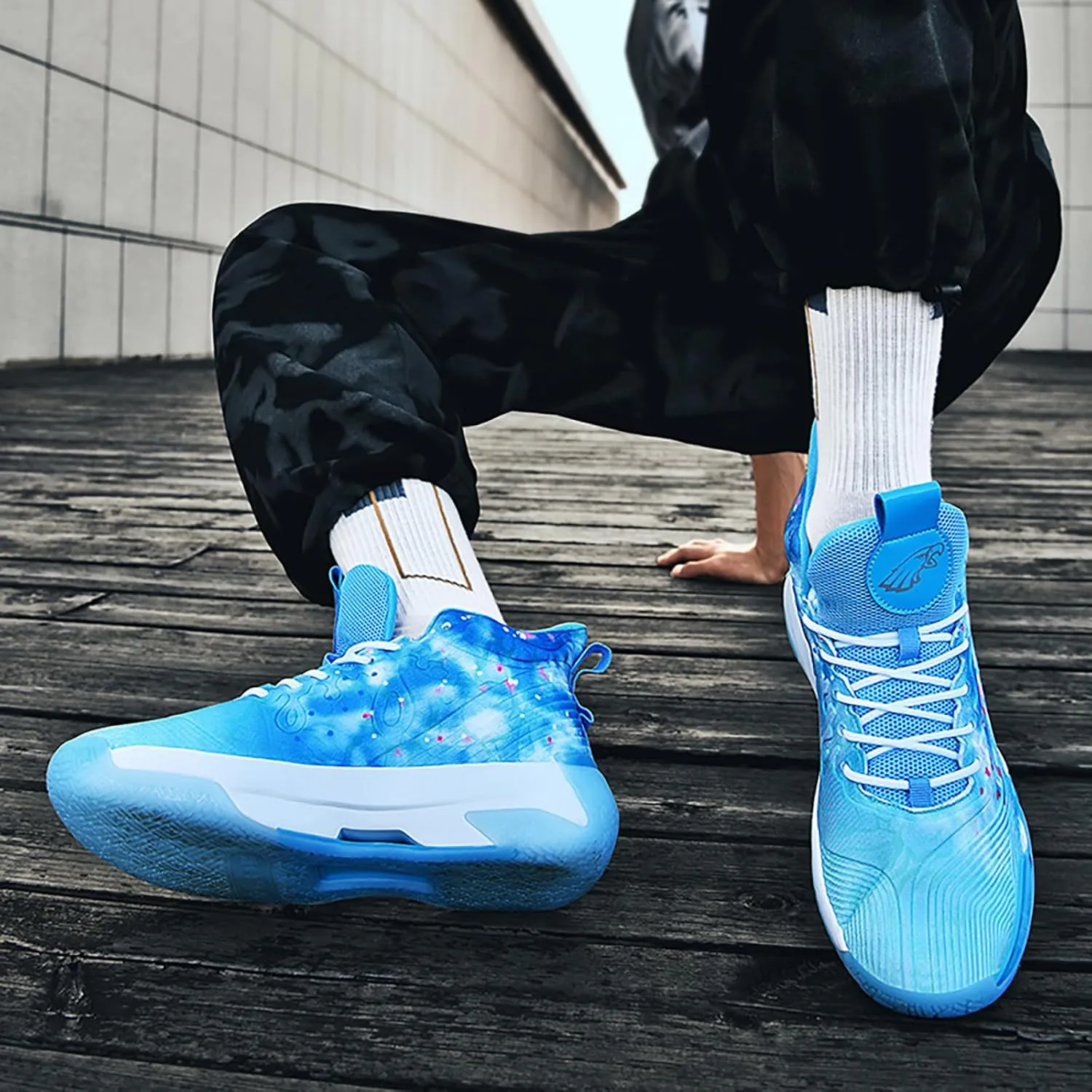 Women Men Basketball Shoes Youth Fashion High Top Running Shoes Volleyball Sneakers Colorful Painting Sport Shoes Comfortable Non-Slip Footwear