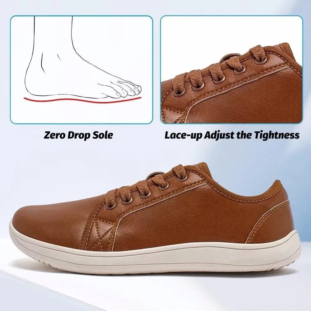 Women's Breathable Casual Shoes Fashion Solid Color Breathable Lace up Leather Summer Comfortable Outdoor Walking Running Sneakers for Women