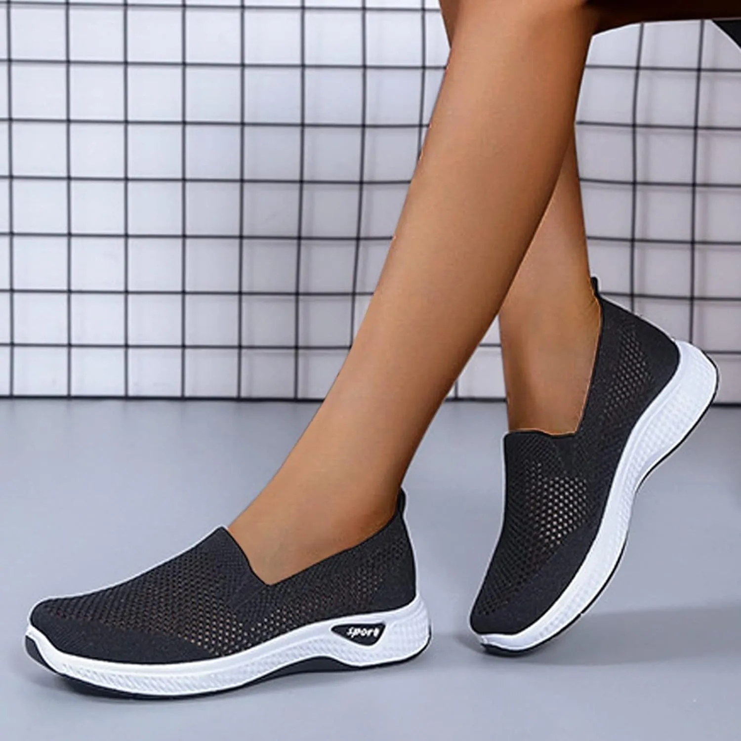 Womens Breathable Slip On Shoes Casual Comfortable Walking Sneakers Lightweight Canvas Flats Non Slip Loafers