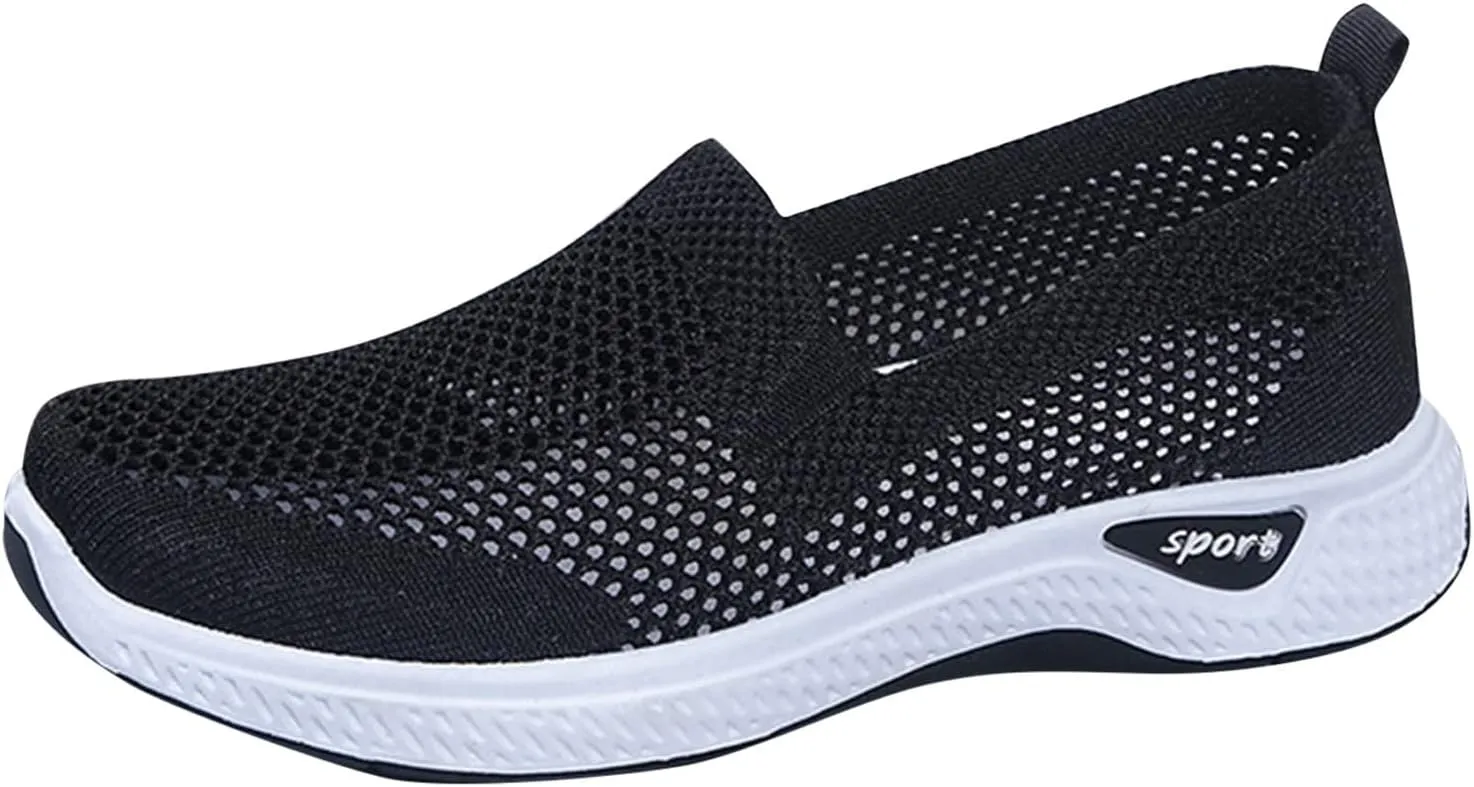 Womens Breathable Slip On Shoes Casual Comfortable Walking Sneakers Lightweight Canvas Flats Non Slip Loafers