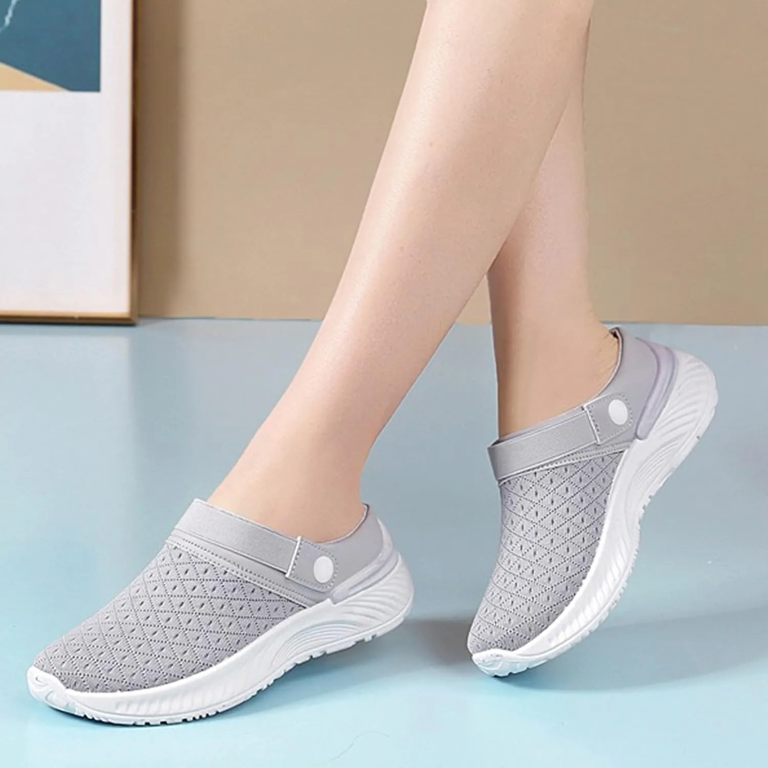 Women's Breathable Slippers Arch Support Shoes Non Slip Walking Shoes Outdoor Casual Shoes Slip On Slippers