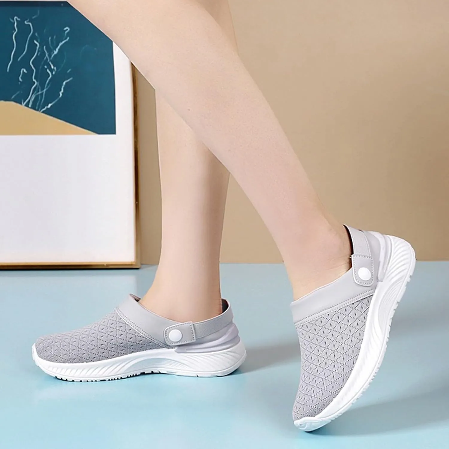 Women's Breathable Slippers Arch Support Shoes Non Slip Walking Shoes Outdoor Casual Shoes Slip On Slippers