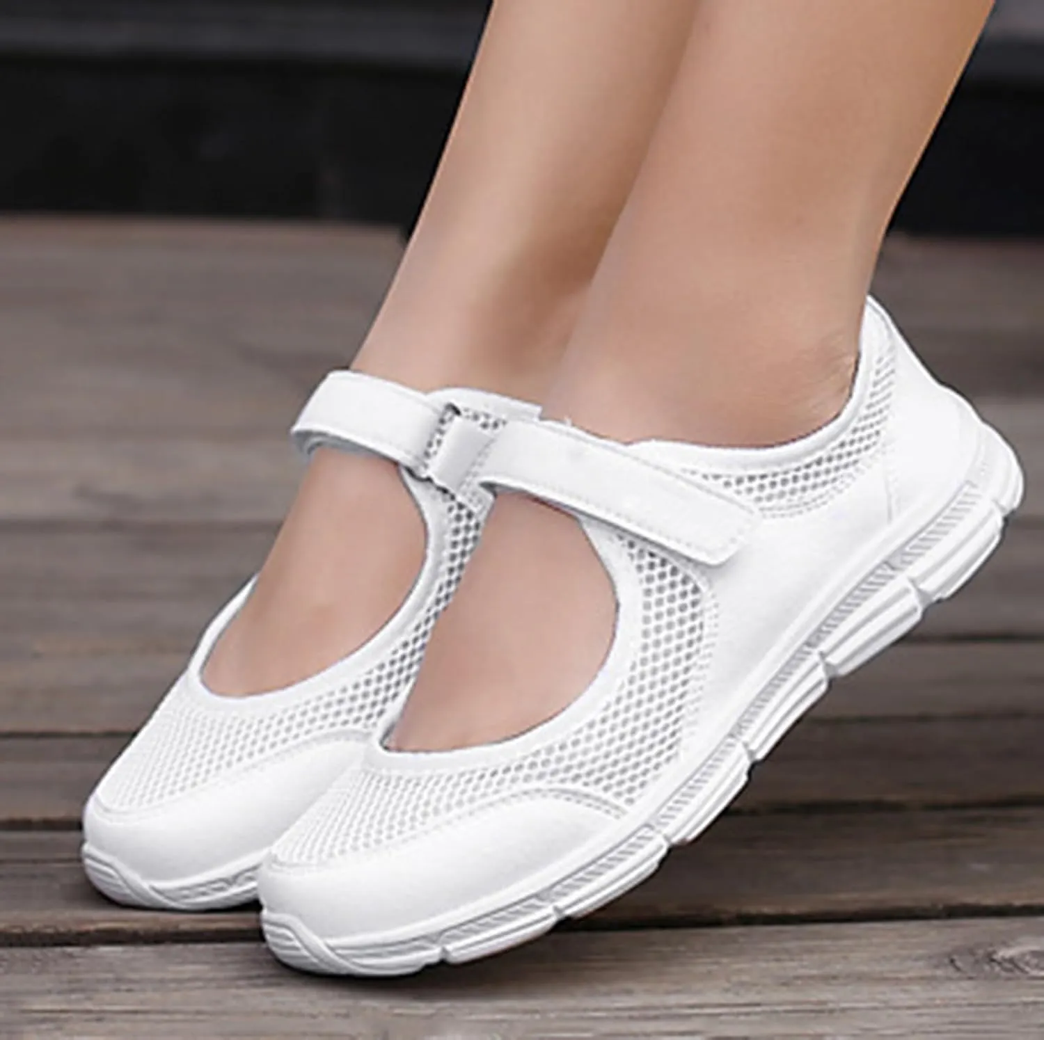 Women's Breathable Walking Shoes Ladies Fashion Mary Jane Sneakers Mesh Lightweight Working Shoes Comfortable Wide Width Flats