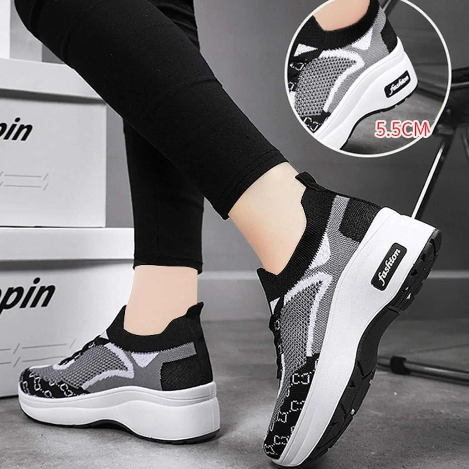 Women's Casual Breathable Mesh Sneakers Breathable Mesh Slip on Walking Shoes Comfortable Running Tennis Shoe