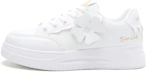 Women's Fashion Flower Flat Sports Skateboarding Shoes Anti Slip Shock Absorbing Tennis Shoes Ultra Light Breathable Casual Walking Shoes