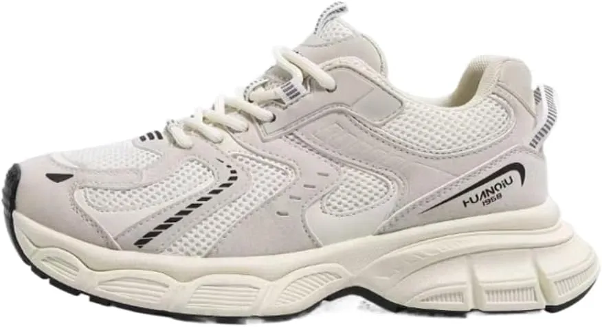 Womens Fashion Leather Lace Up Platform Sneakers Casual Breathable Shock Absorbing Heighten Walking Workout Driving Shoes