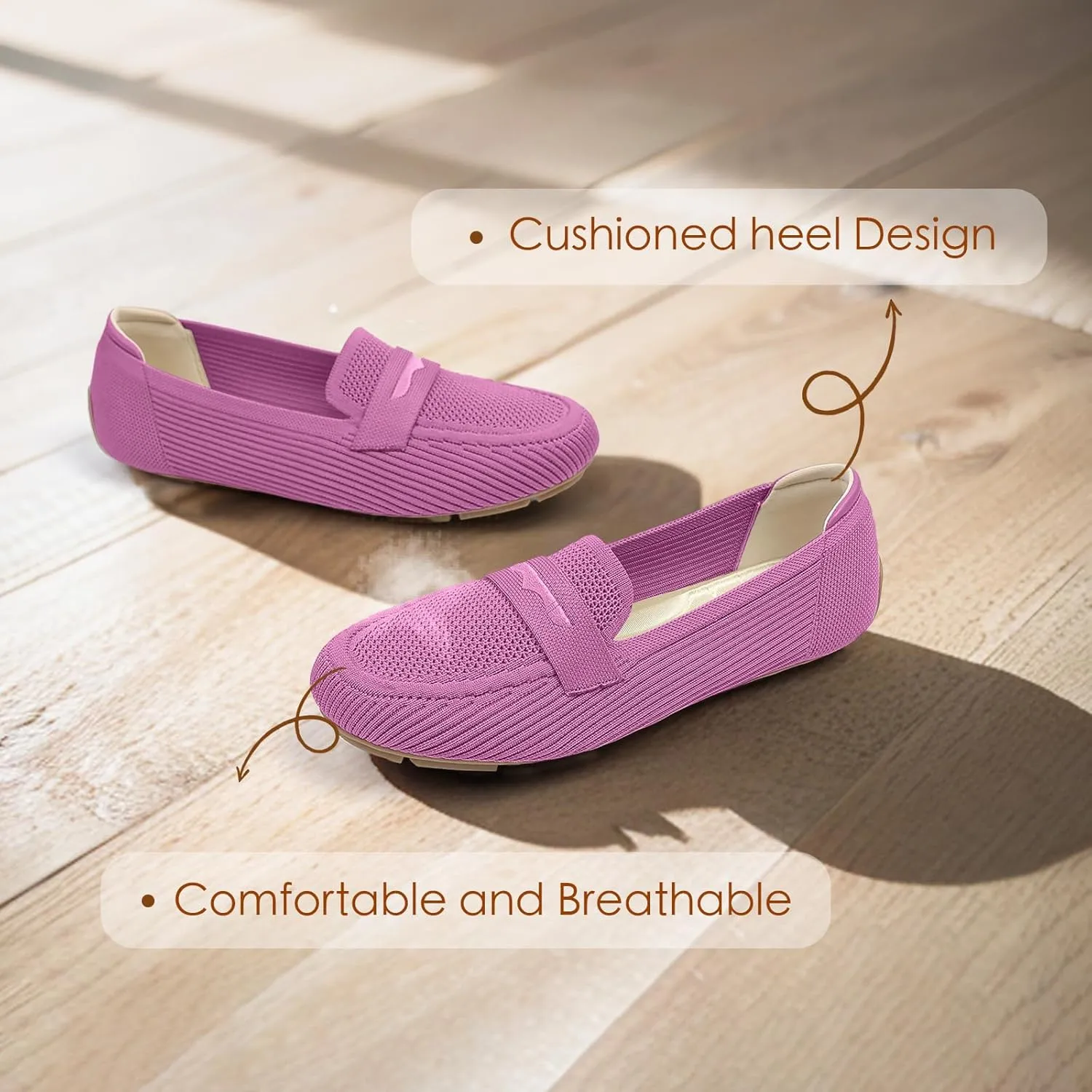 Womens Loafers Comfortable Knit Driving Shoes Washable Casual Work Slip on Loafer