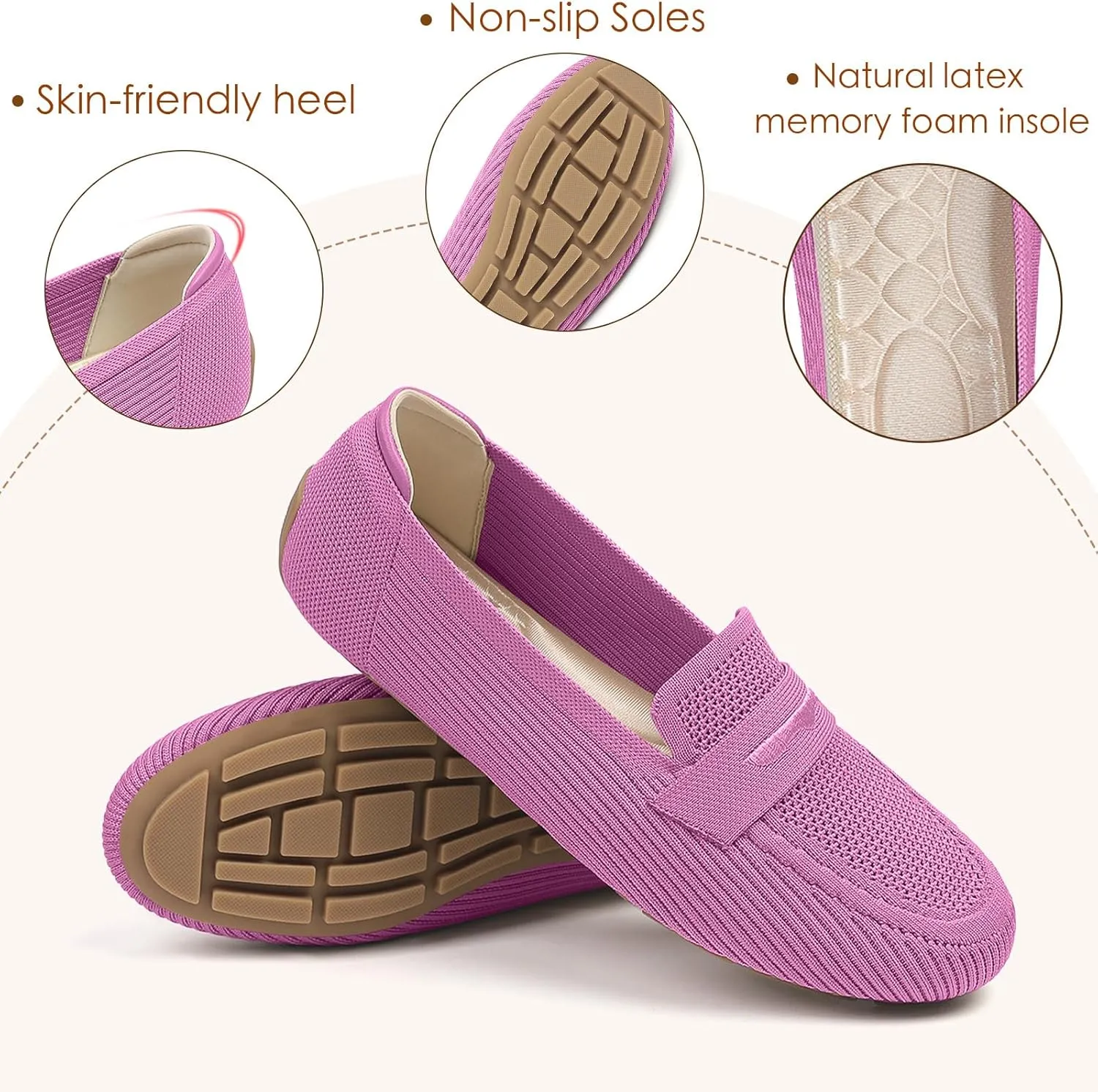 Womens Loafers Comfortable Knit Driving Shoes Washable Casual Work Slip on Loafer