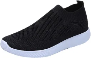 Women's Running Shoes All Black Pull On Sneakers Womens Black Womens Slip On Shoes with Arch Support Washable Womens High Top Sneakers Black Trendy Slip On Sneakers for Women 2023
