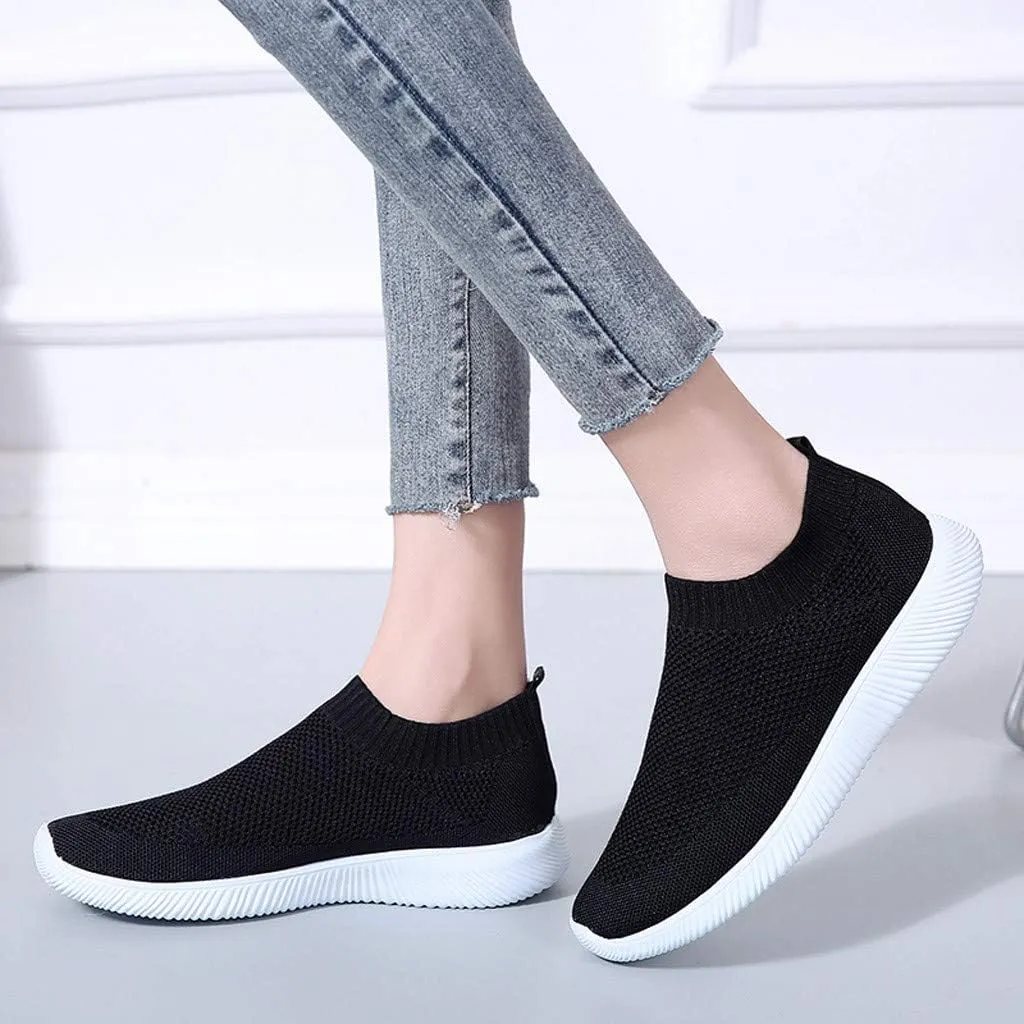 Women's Running Shoes All Black Pull On Sneakers Womens Black Womens Slip On Shoes with Arch Support Washable Womens High Top Sneakers Black Trendy Slip On Sneakers for Women 2023