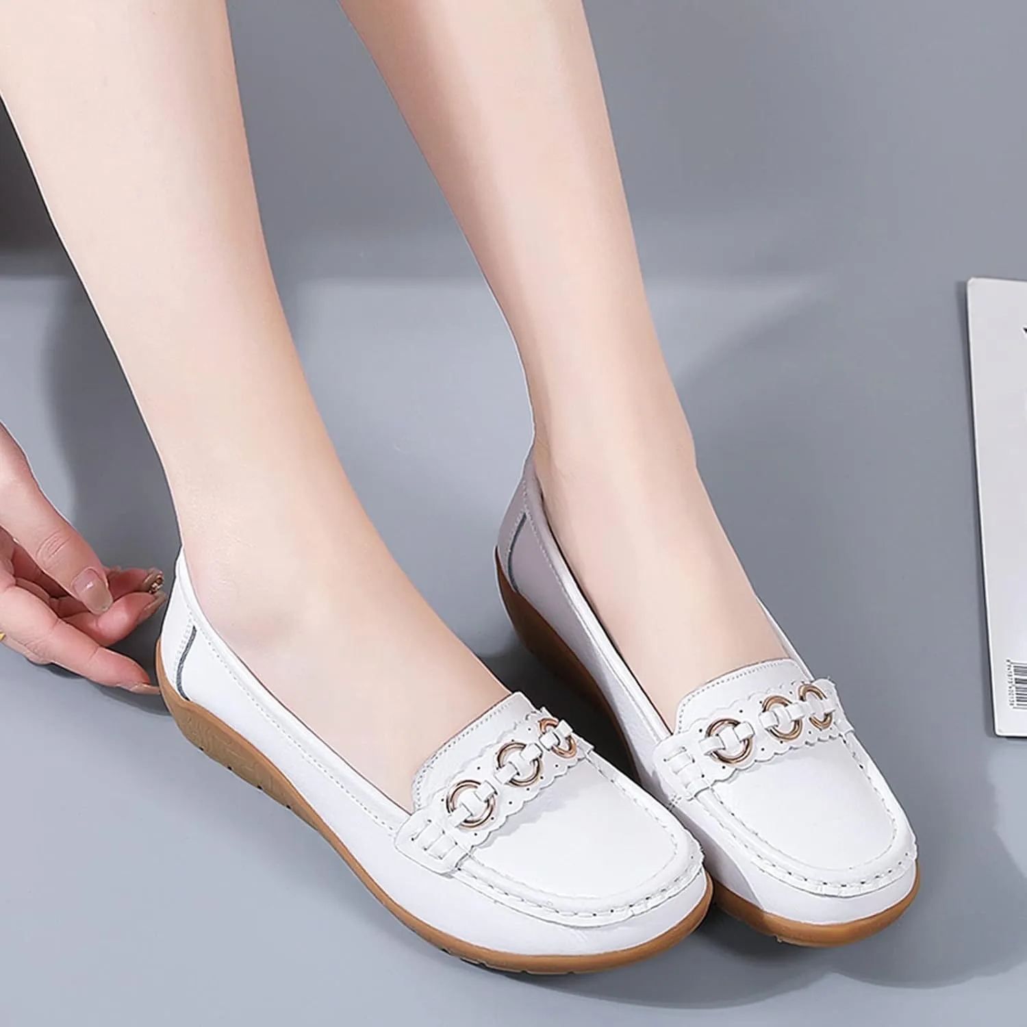 Womens Slip On Shoes Comfortable Dress Shoes Lightweight Penny Loafers Dressy Work Flats Business Shoes