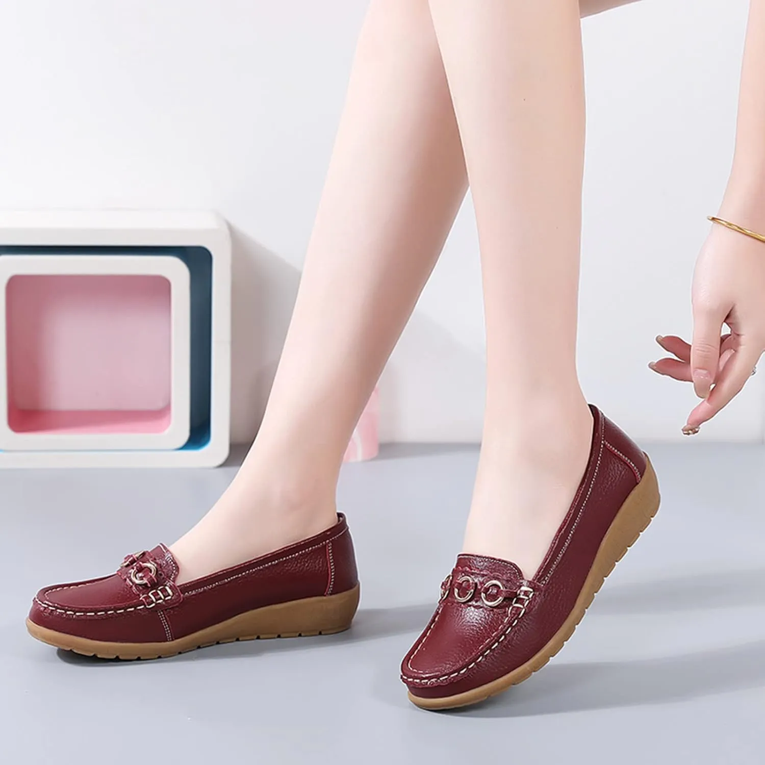 Womens Slip On Shoes Comfortable Dress Shoes Lightweight Penny Loafers Dressy Work Flats Business Shoes