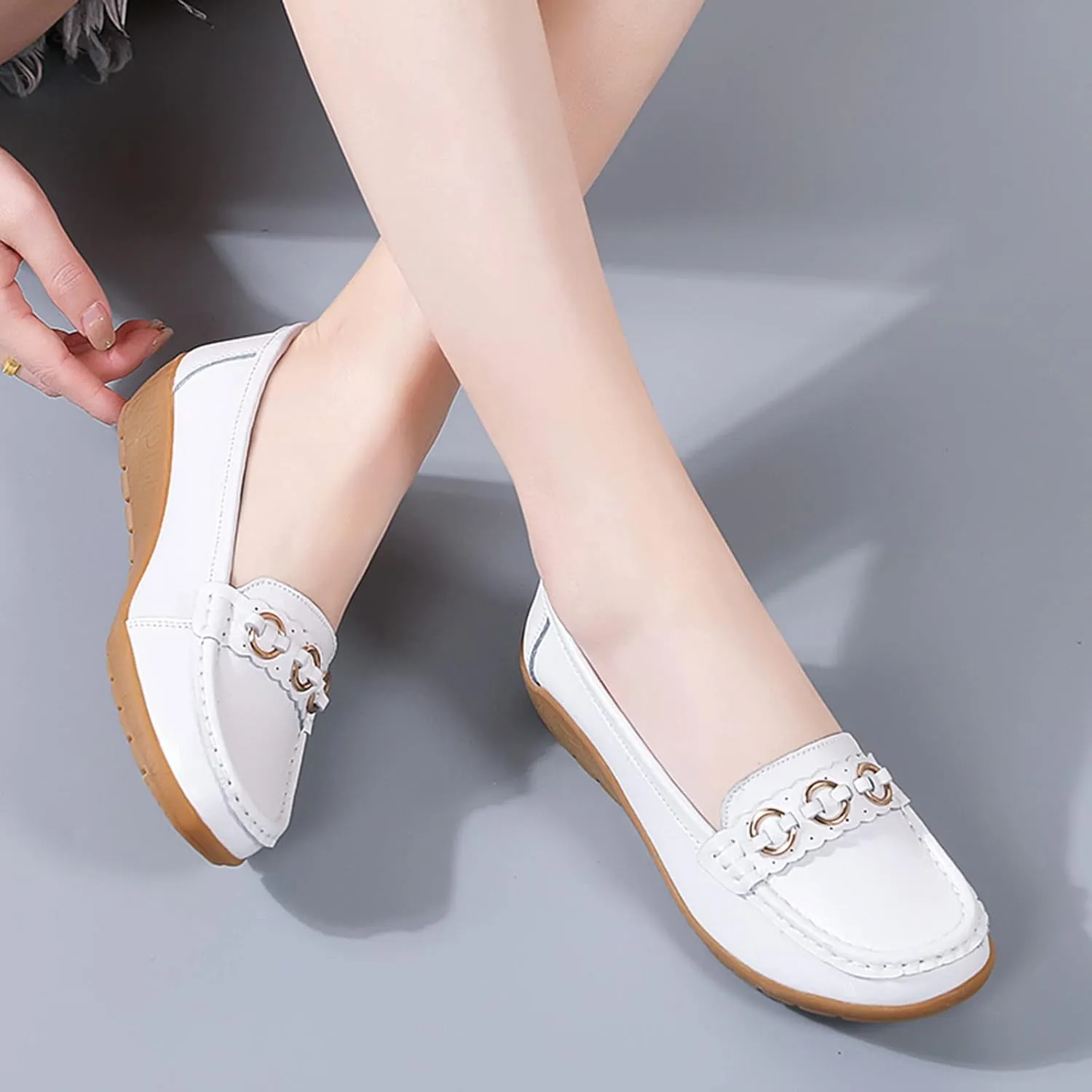 Womens Slip On Shoes Comfortable Dress Shoes Lightweight Penny Loafers Dressy Work Flats Business Shoes