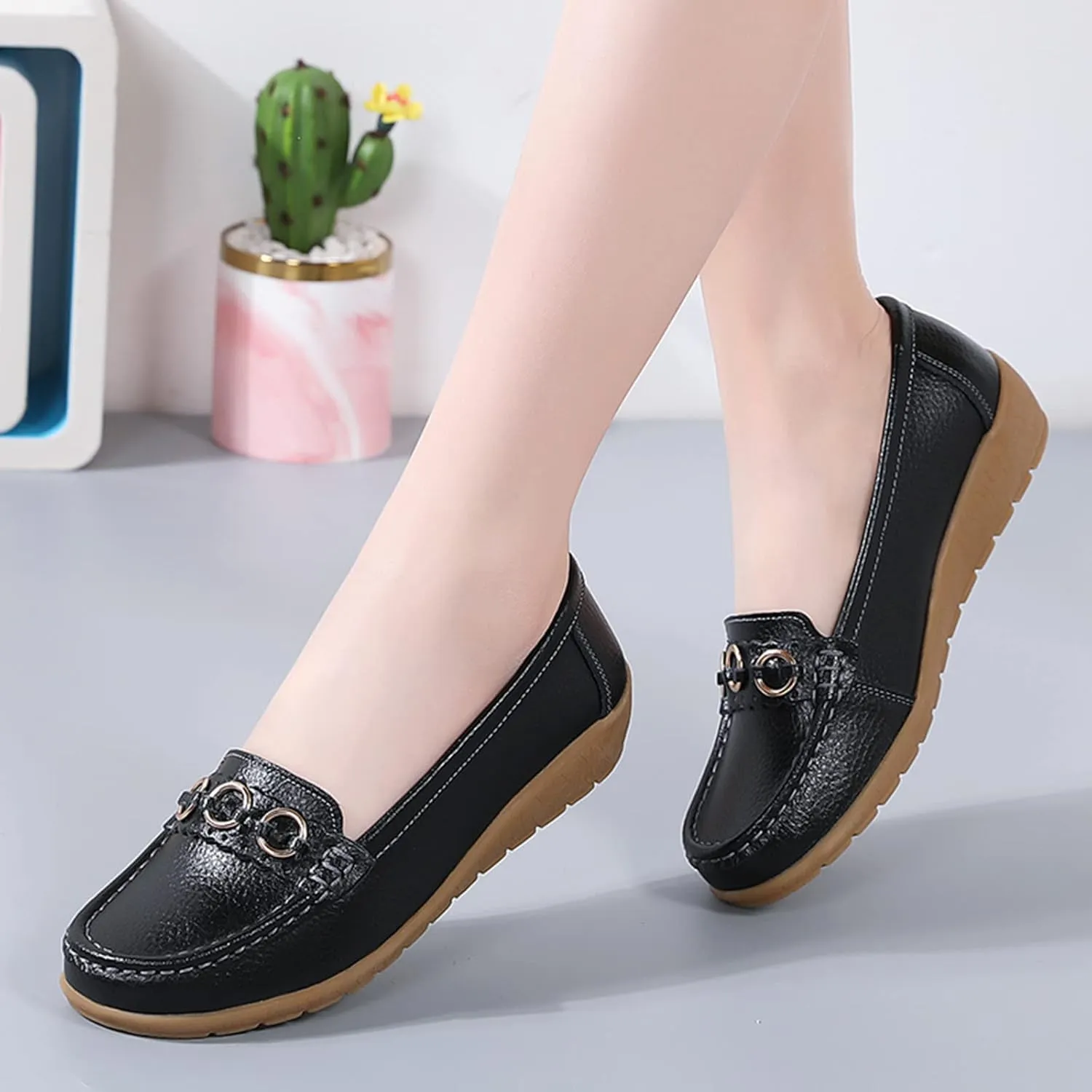 Womens Slip On Shoes Comfortable Dress Shoes Lightweight Penny Loafers Dressy Work Flats Business Shoes