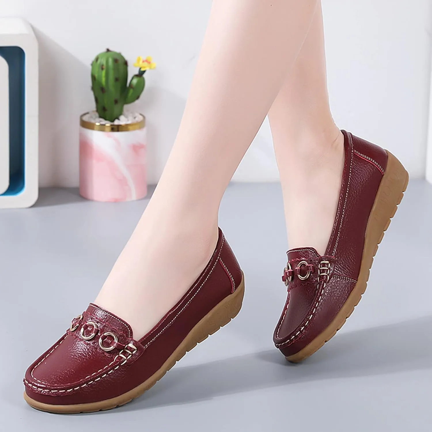 Womens Slip On Shoes Comfortable Dress Shoes Lightweight Penny Loafers Dressy Work Flats Business Shoes