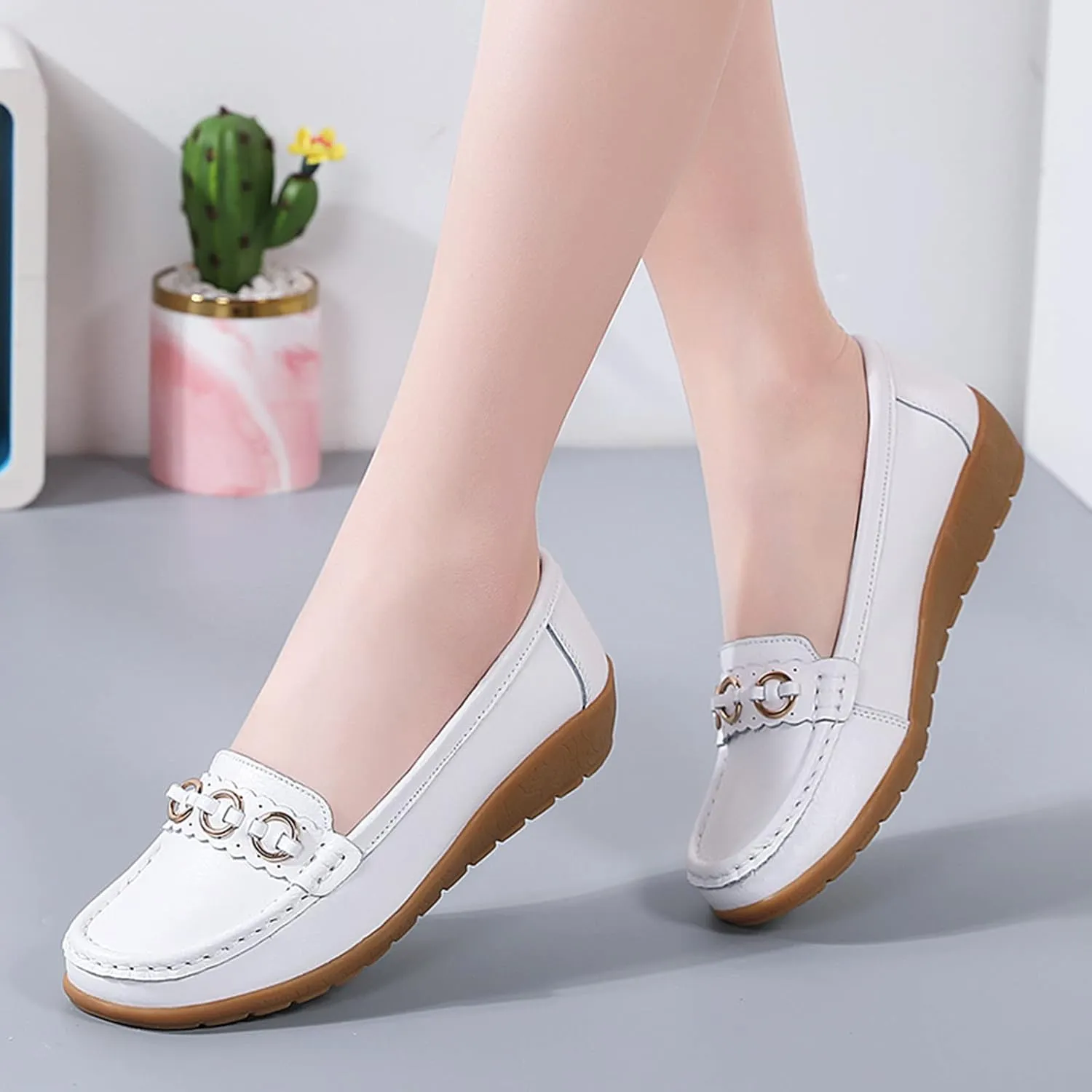 Womens Slip On Shoes Comfortable Dress Shoes Lightweight Penny Loafers Dressy Work Flats Business Shoes