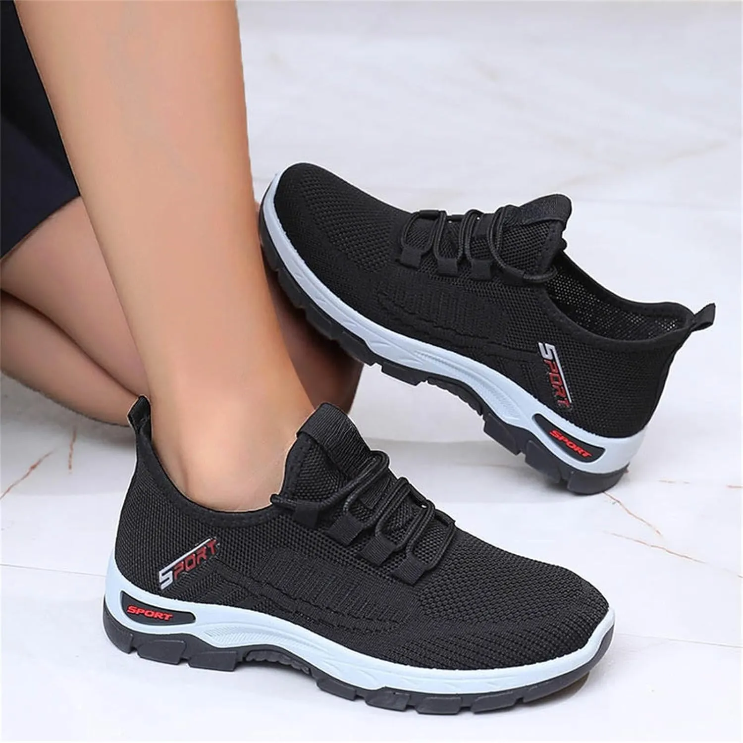 Womens Slip On Sneakers Wide Toe Box Shoes Extra Wide Width Sneakers Air Cushion Road Running Shoes Ultra Light Tennis Gym Workout Training Shoe Breathable Walking Shoe with Arch Support