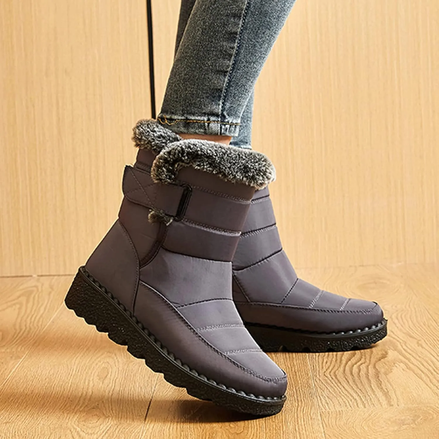Womens Snow Boots Waterproof Adults Snow Boots Fall 2024 Women Winter Snow Boots Warm Fur Lined Short Slip On Boot Women Rain Boots Women Men Winter Booties