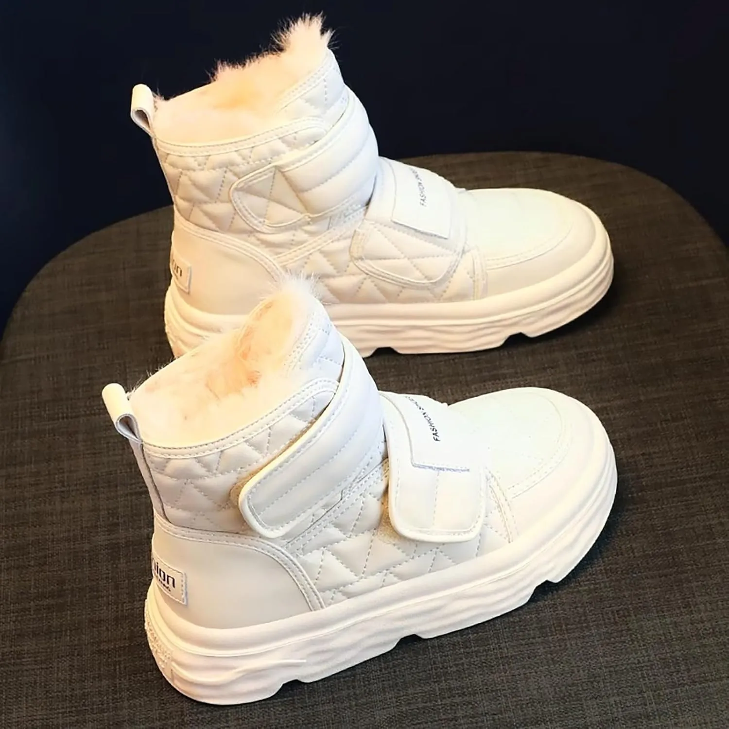 Womens Snow Boots Wide Calf Platform Boots Non Slip Womens Winter Low Top Ankle Shoes