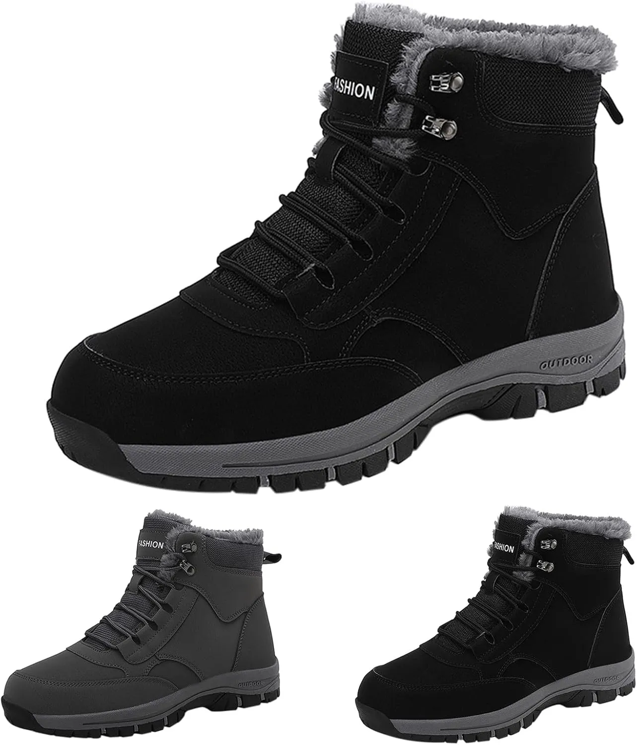 Womens Snow Boots Wide Mens Hiking Sneakers Warm Fur Lined Boots for Ladies 2024 Barefoot Shoes Grounded Footwear Womens Fall Shoes Men's Snow Booties
