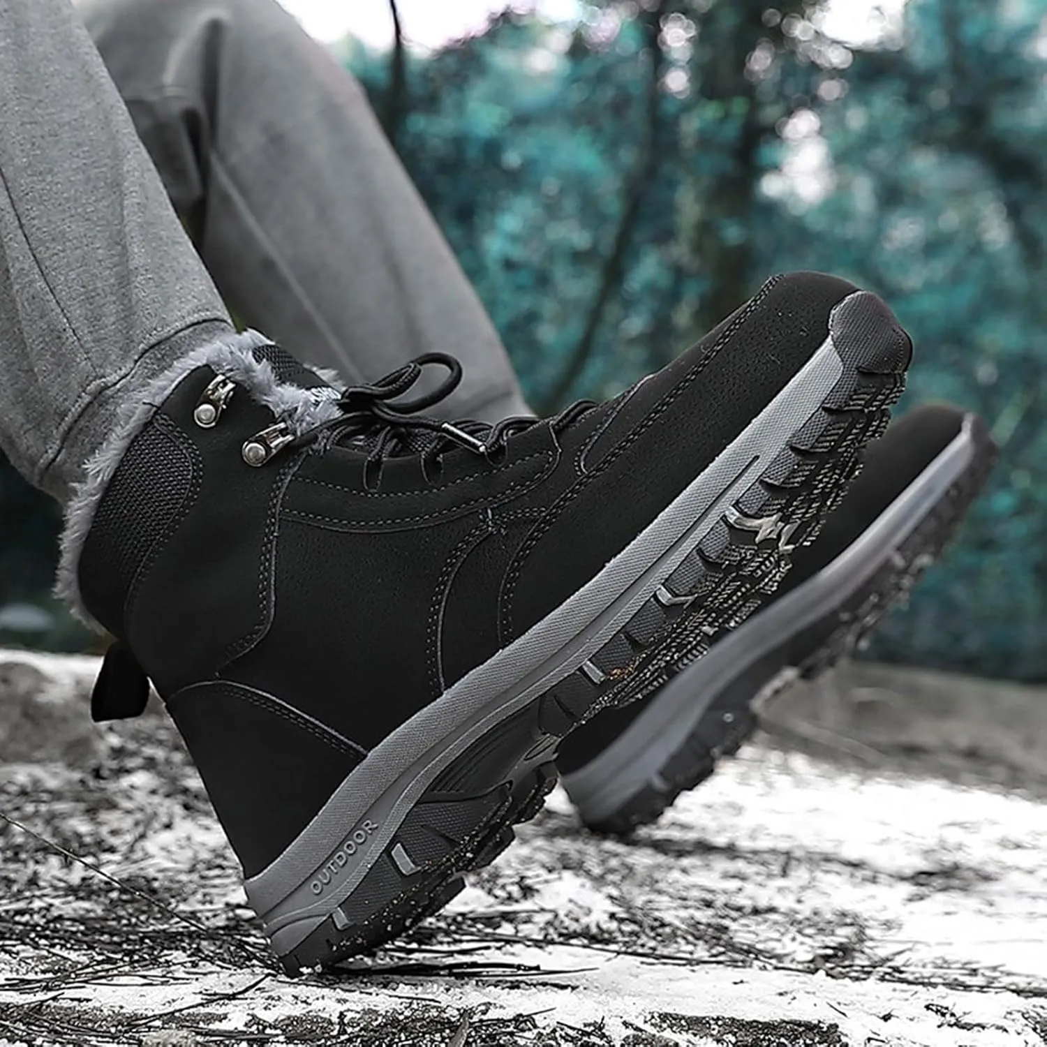 Womens Snow Boots Wide Mens Hiking Sneakers Warm Fur Lined Boots for Ladies 2024 Barefoot Shoes Grounded Footwear Womens Fall Shoes Men's Snow Booties
