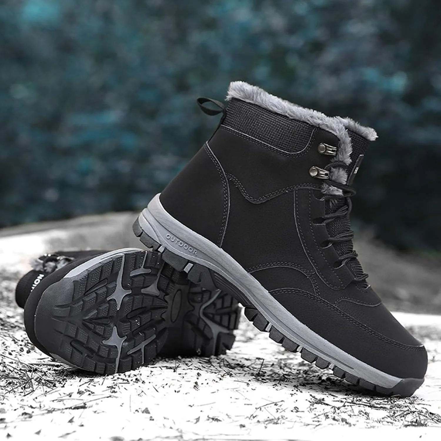 Womens Snow Boots Wide Mens Hiking Sneakers Warm Fur Lined Boots for Ladies 2024 Barefoot Shoes Grounded Footwear Womens Fall Shoes Men's Snow Booties