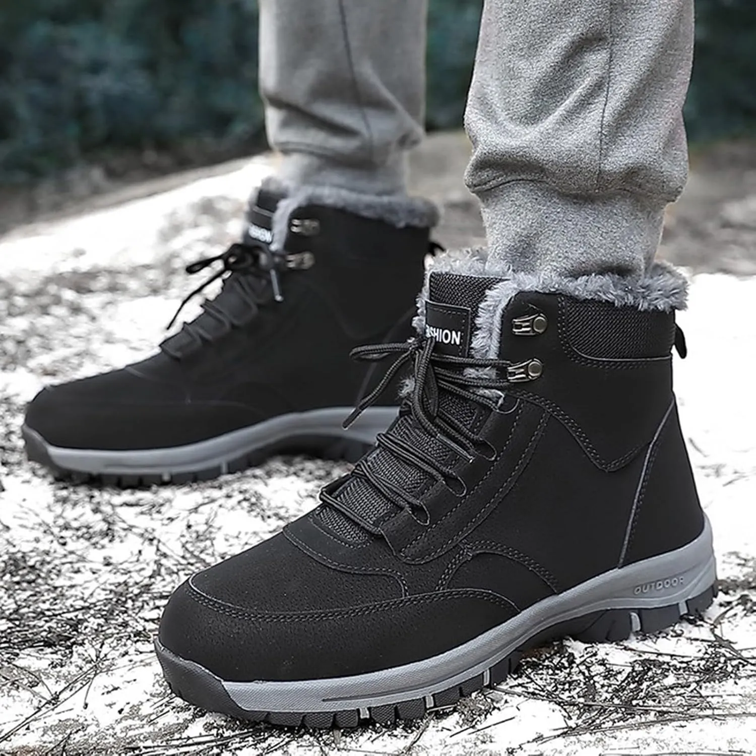 Womens Snow Boots Wide Mens Hiking Sneakers Warm Fur Lined Boots for Ladies 2024 Barefoot Shoes Grounded Footwear Womens Fall Shoes Men's Snow Booties