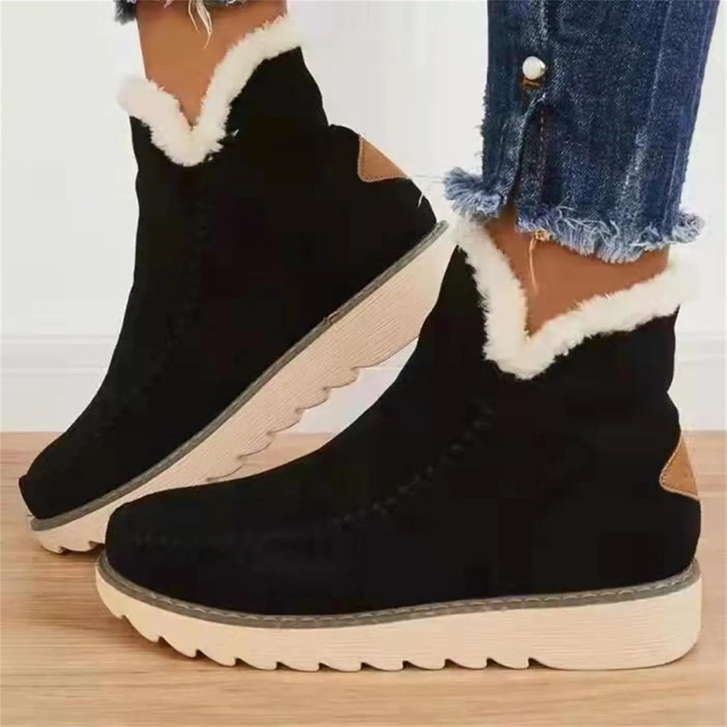 Womens Winter Boots Waterproof Adults Short Snow Boots Womens Winter Snow Boots with Warm Fur Lining Short Boot Women Winter Womens Rain Boots Men's Winter Booties