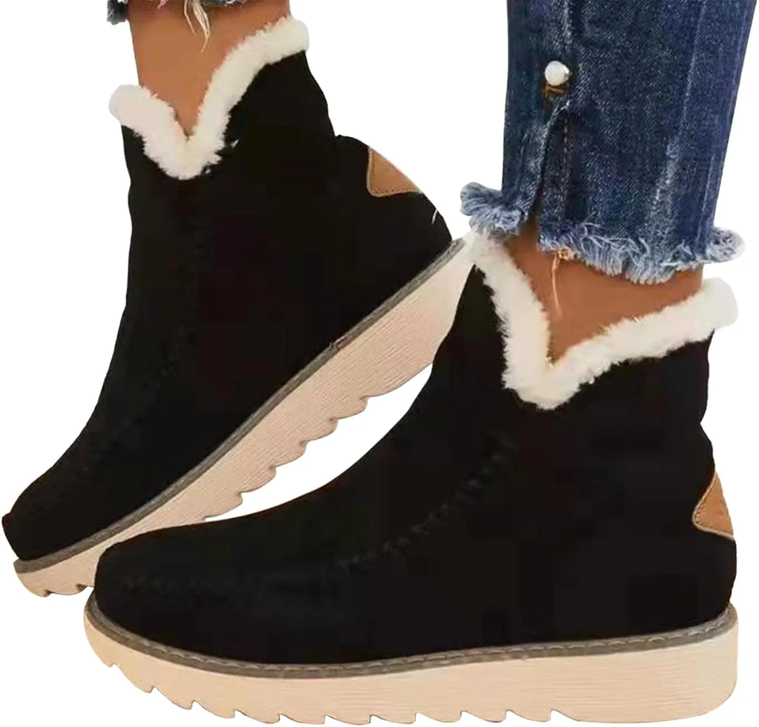 Womens Winter Boots Waterproof Adults Short Snow Boots Womens Winter Snow Boots with Warm Fur Lining Short Boot Women Winter Womens Rain Boots Men's Winter Booties