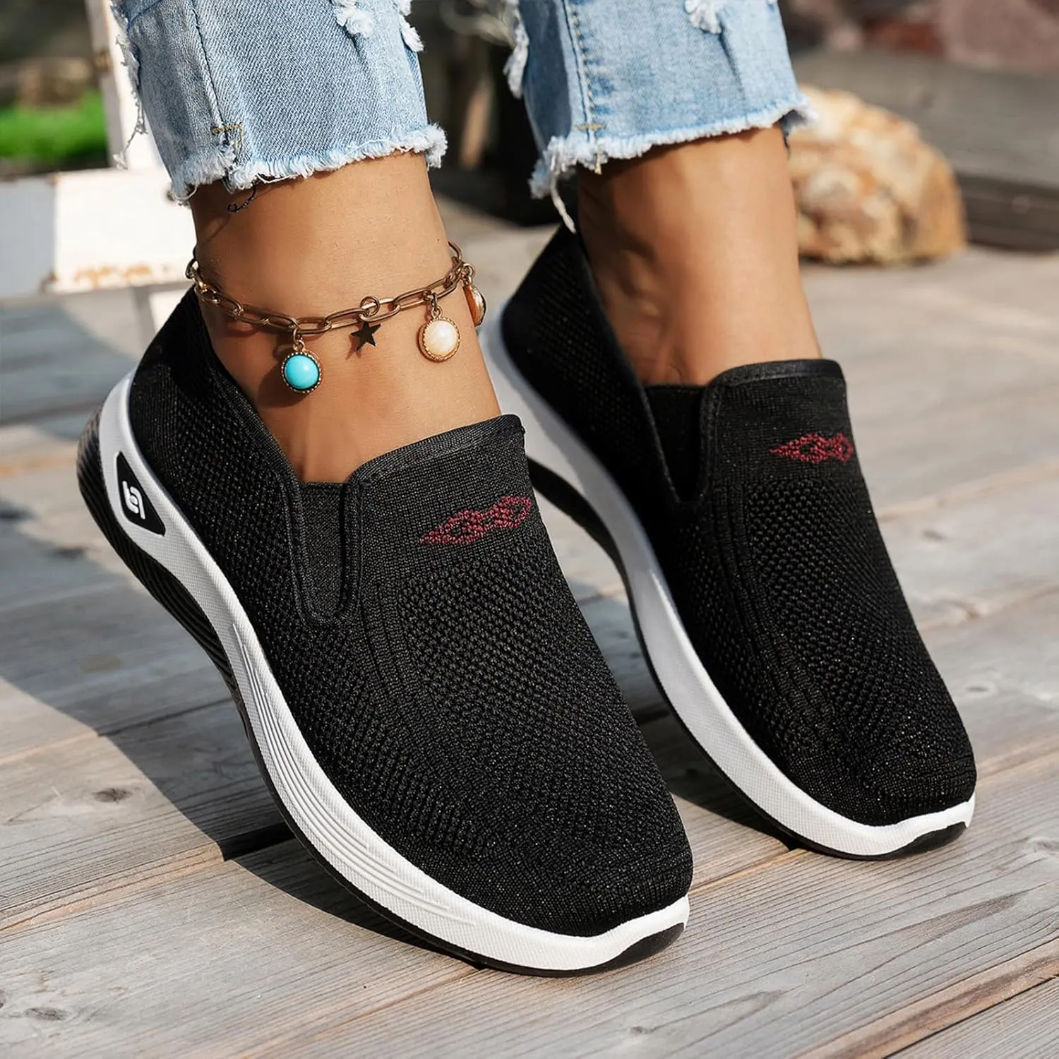 Women's Woven Orthopedic Breathable Soft Shoes Free Slip on Walking Shoes Casual Breathable Comfortable Sneaker Diabetic Foam Shoe Tennis Casual Non Slip Workout Sneakers