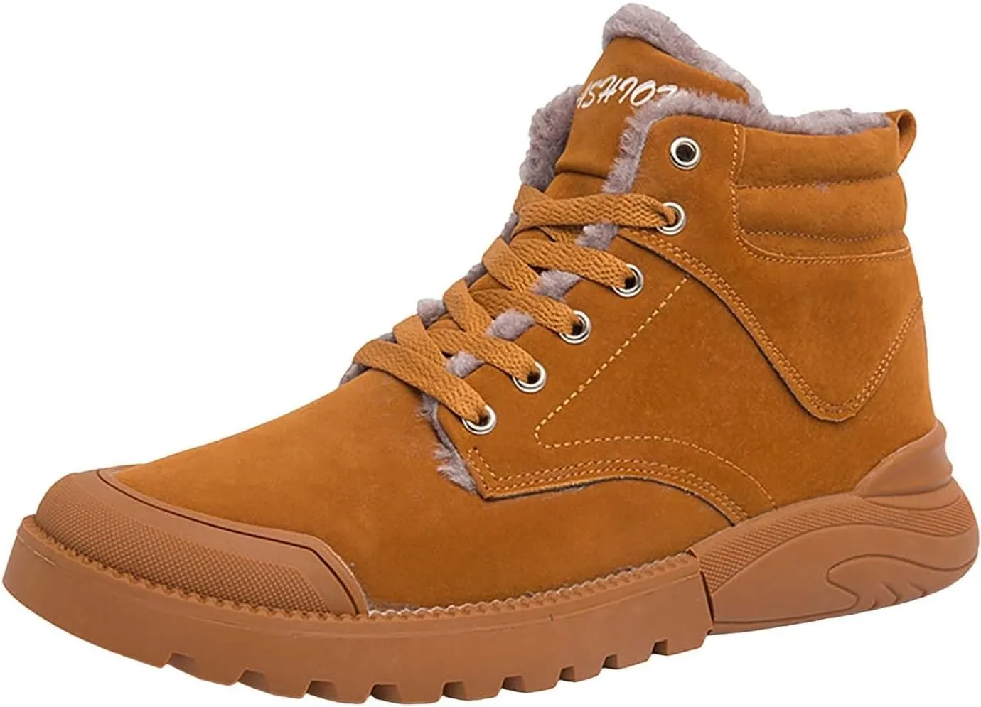Work Boots for Men Cowboy Style Hiking Sneakers Warm Fur Lined Women Safety Toe Shoes with Zipper Outdoor Botas Waterproof Soft Toe Work Hike Grounded Footwear