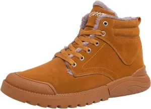 Work Boots for Men Cowboy Style Hiking Sneakers Warm Fur Lined Women Safety Toe Shoes with Zipper Outdoor Botas Waterproof Soft Toe Work Hike Grounded Footwear