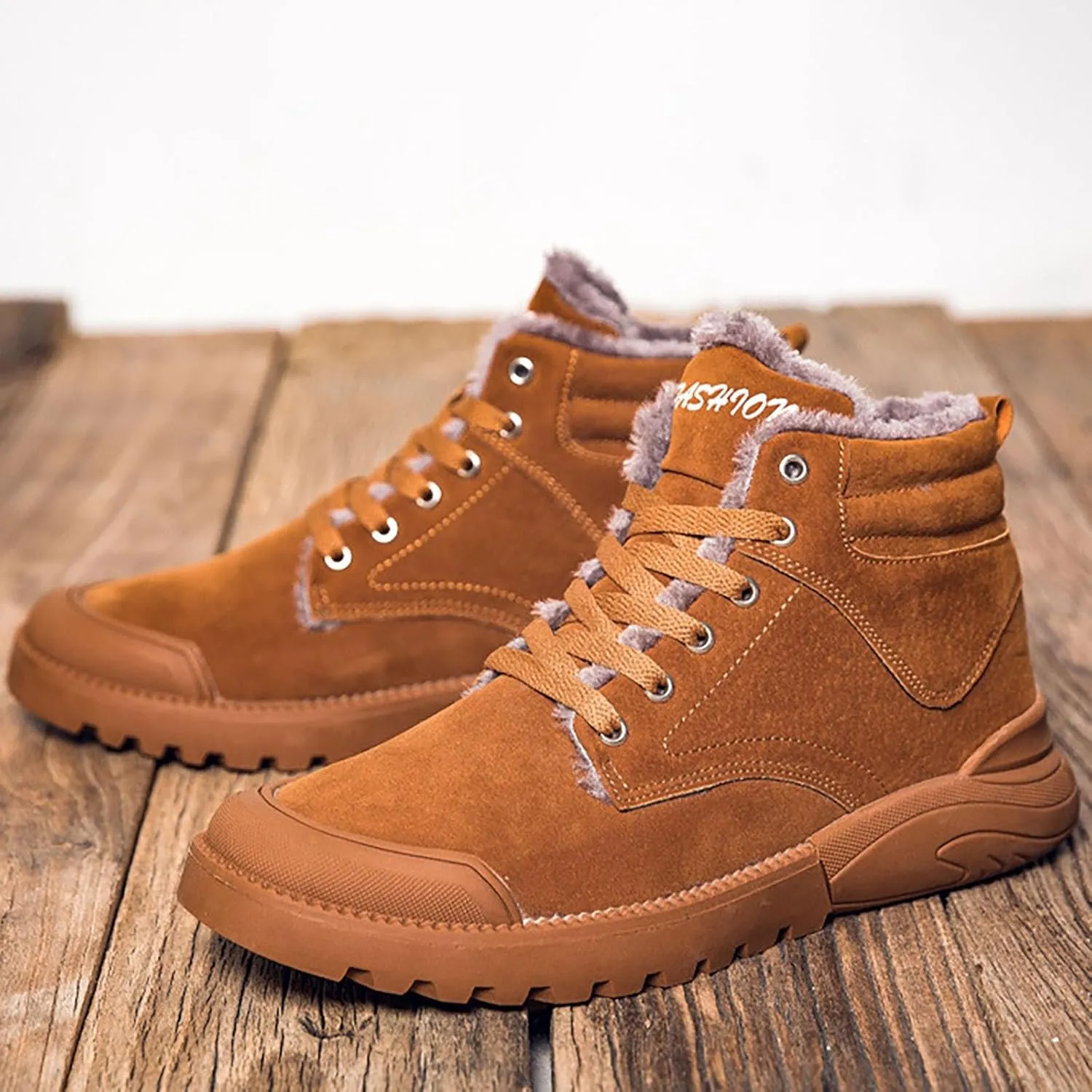 Work Boots for Men Cowboy Style Hiking Sneakers Warm Fur Lined Women Safety Toe Shoes with Zipper Outdoor Botas Waterproof Soft Toe Work Hike Grounded Footwear
