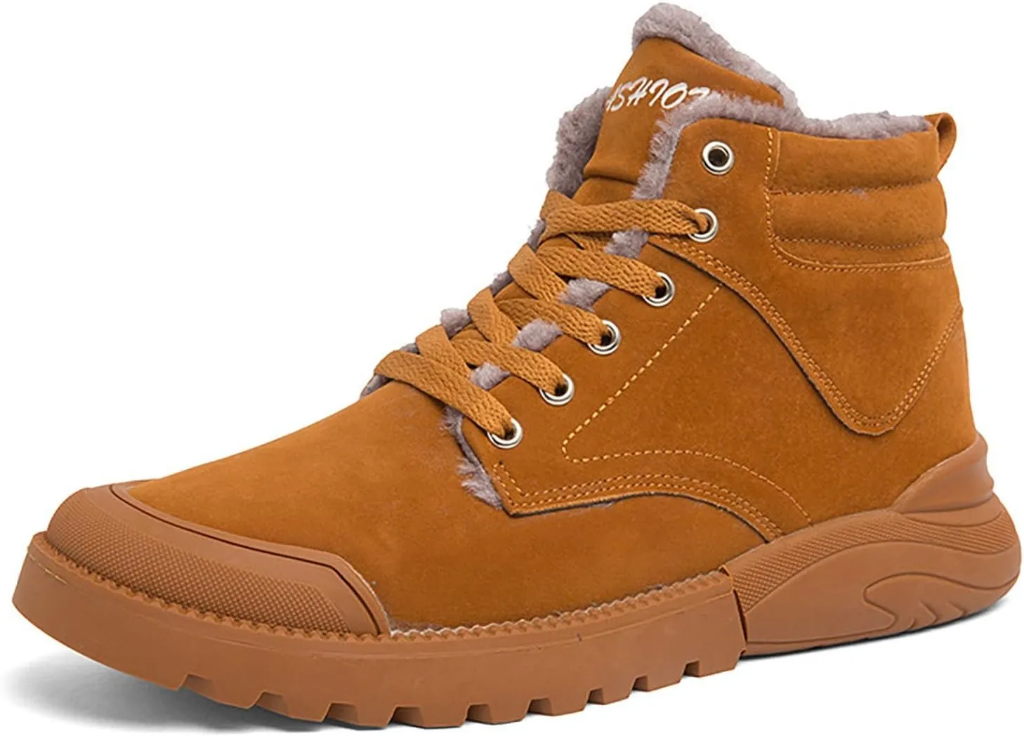 Work Boots for Men Cowboy Style Hiking Sneakers Warm Fur Lined Women Safety Toe Shoes with Zipper Outdoor Botas Waterproof Soft Toe Work Hike Grounded Footwear
