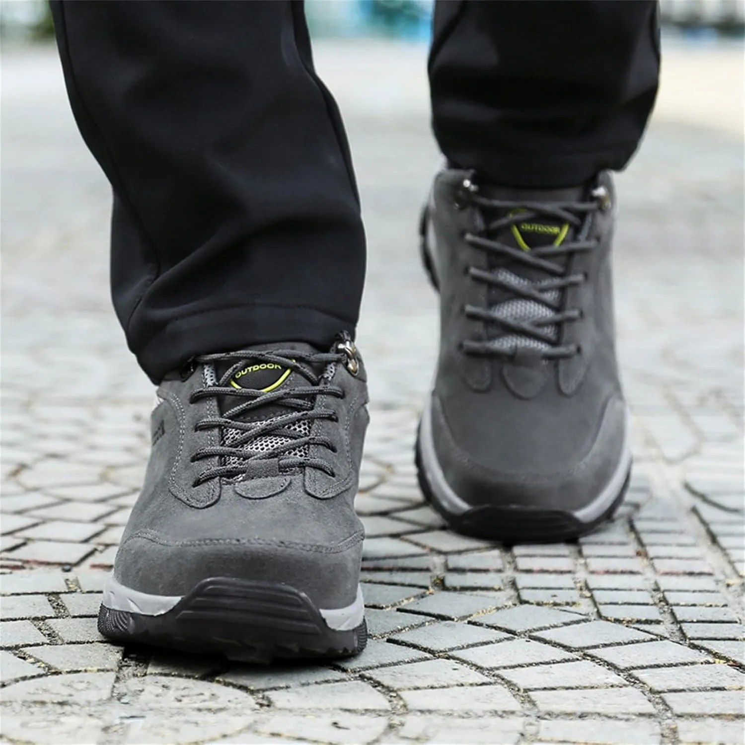 Workout Athletic Sport Shoes for Men Solid Thick Sole Hiking Shoes Comfortable Lace Up Outdoor Sneaker for Men