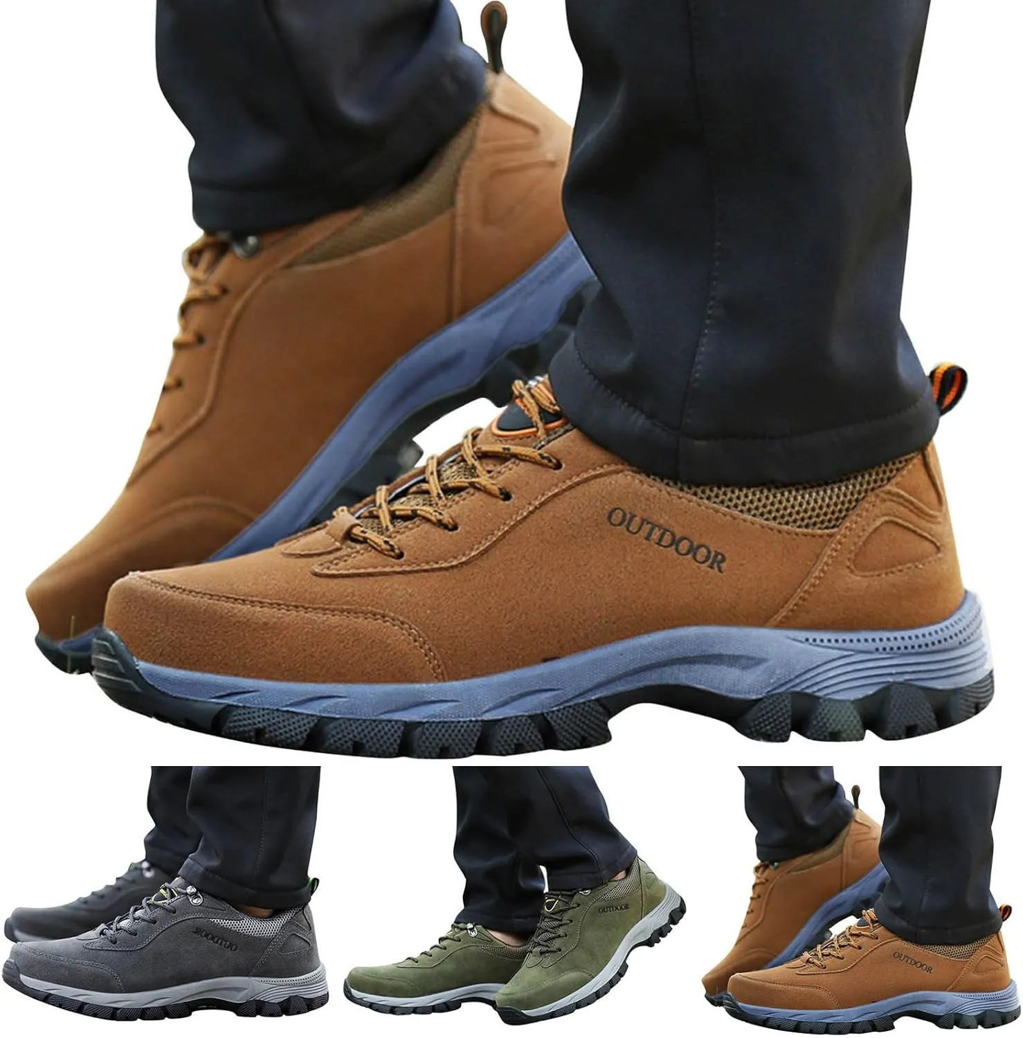 Workout Athletic Sport Shoes for Men Solid Thick Sole Hiking Shoes Comfortable Lace Up Outdoor Sneaker Mens Sneaker Boot