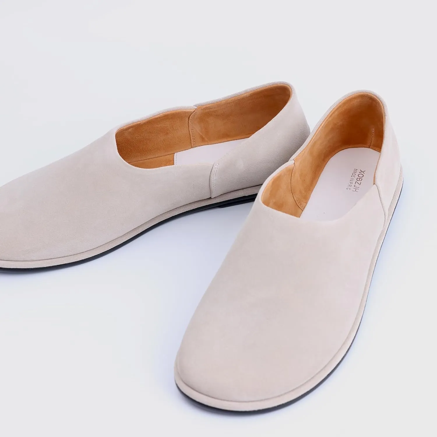 XOBZJH Leather Suede Penny Loafers Slip on Driver Shoes for Mens Flats Moccasins Work Comfortable Business Casual Light Shoes