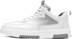 YAXE Men's Casual Comfortable High Top Lace Up Skateboard Shoes Soft Soles Anti Slip and Shock-Absorbing Walking Sneakers