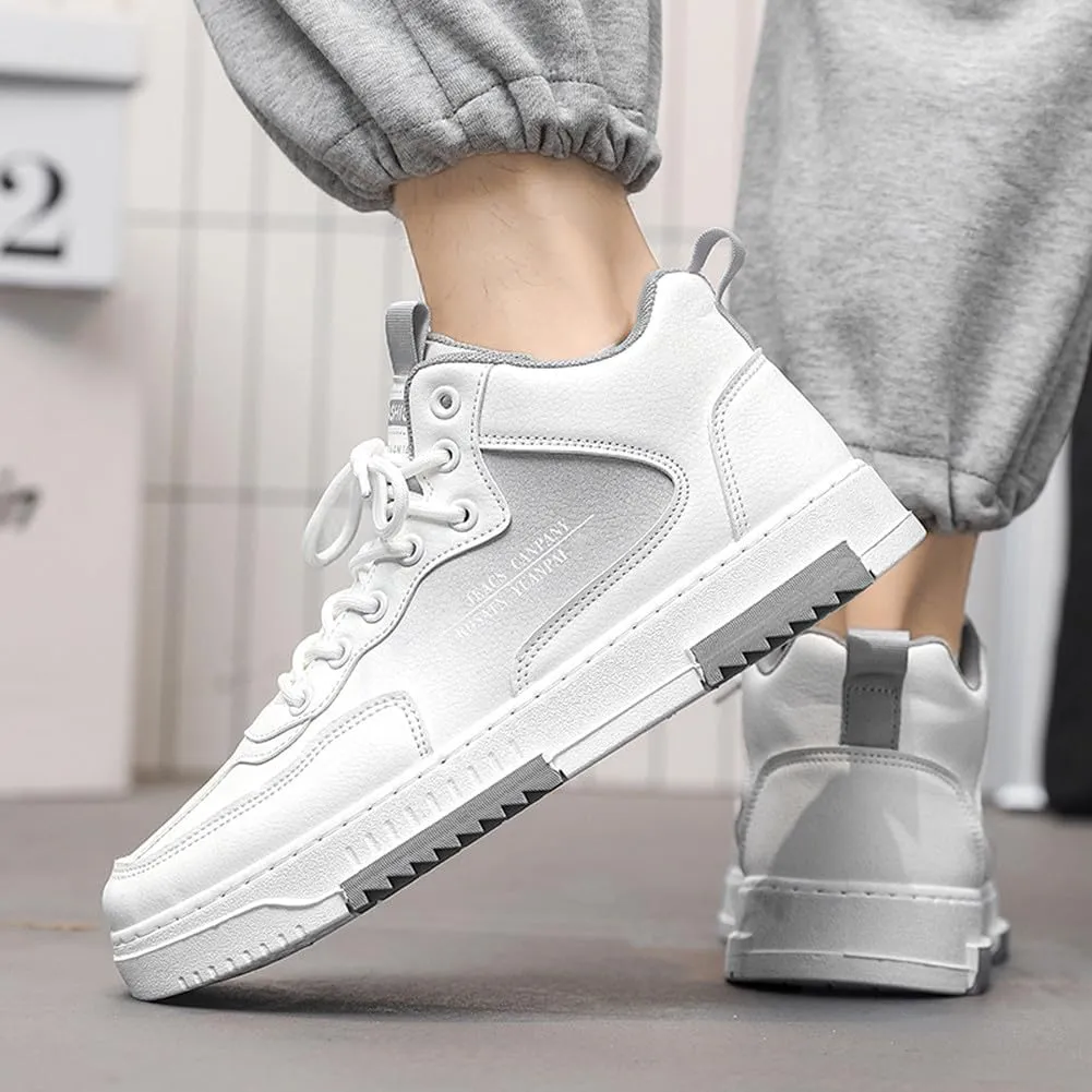 YAXE Men's Casual Comfortable High Top Lace Up Skateboard Shoes Soft Soles Anti Slip and Shock-Absorbing Walking Sneakers