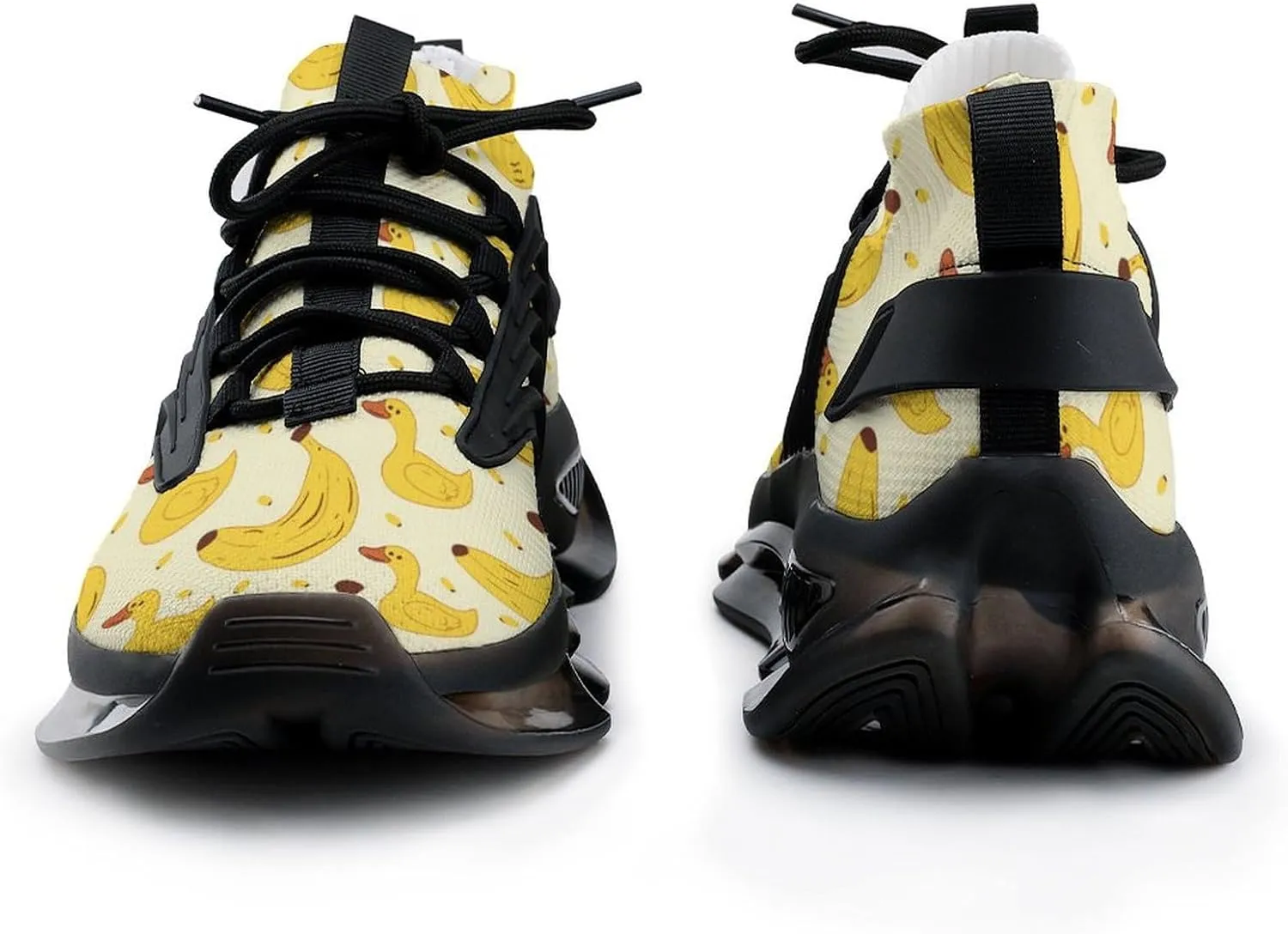 Yellow Duck and Bananas Men's Running Shoes Lightweight Walking Shoe Breathable Sneaker